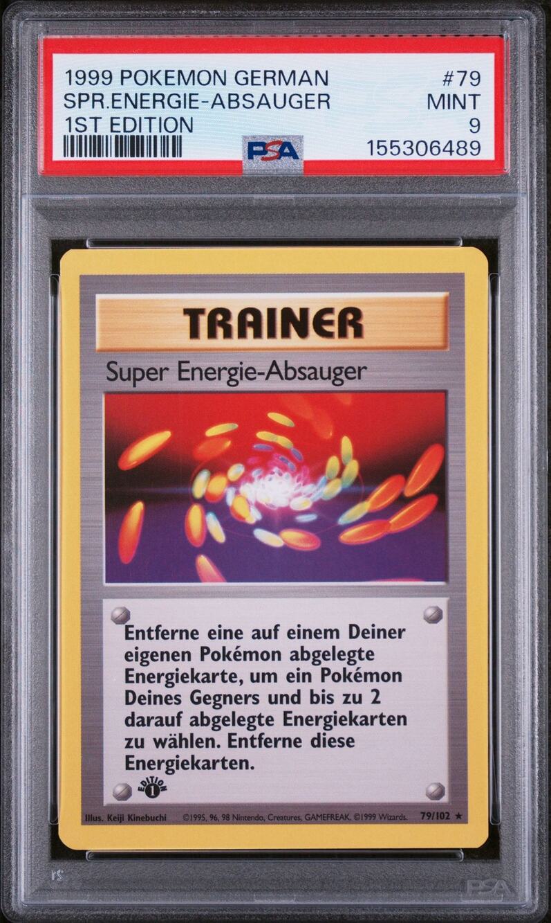 PSA 9 MINT Super Energy Removal (Energie-Absauger) 1st Pokémon German Base Set